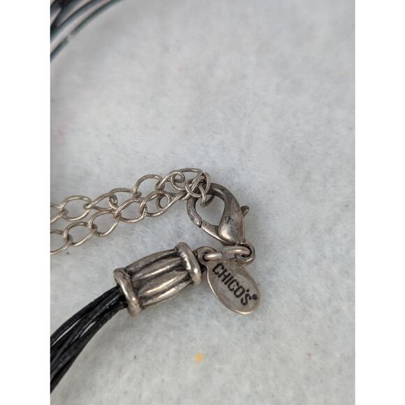 Vintage Chico's mixed metals +Leather necklace 16-20"Ethnic16-20" with extender - Picture 4 of 7